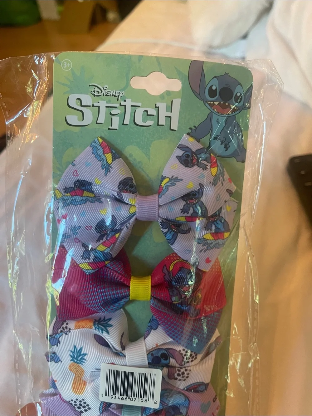 Disney Pastel & Bright Stitch Pattern Bow Clip Set 7 bows nwt
